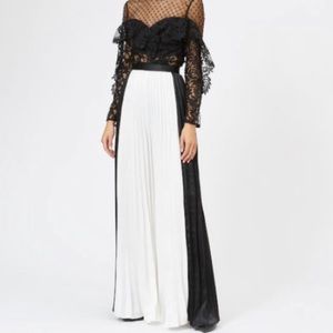 SELF PORTRAIT Pleated wide leg trouser monochrome